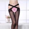 Meias de Seda Yaxuan Corte Cruzado Meias de Seda Sexy Meias de Seda Pretas Sexy Tentação Calça Feminina Anti-desfiamento Meias de Seda com Fenda na Perna