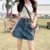 Falda de Mezclilla Rosa Sucio de Cintura Alta para Mujer Verano 2024 Nuevo Llegado Pantalones Culotte de Línea A Falda Corta a la Cadera Estilo Hot Girl