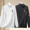 Tops de otoño e invierno con cuello semi-alto, forro polar de doble cara, capa interior ajustada de negocios, camiseta base cálida, camiseta de manga larga para hombre