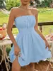 Sitio Web Independiente Transfronterizo Europeo y Americano Moda Femenina Vestido Suave y Sexy Estilo Francés sin Tirantes Hombros Descubiertos Ajustado Corto
