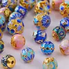 Cuentas Redondas Cloisonné Azul Antiguo Esmalte de Goteo Estilo Chino Hueco Cuentas Sueltas Pulsera Collar Llavero Cuentas Espaciadoras