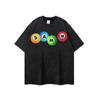 Camiseta de Manga Corta de Algodón Pesado Retro Americano de Calle Principal con Estampado de Letras para Hombre y Mujer Top Holgado Desgastado de Cuello Redondo