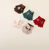 Luvas infantis de desenho animado com etiqueta, luvas de cinco dedos quentes e à prova de frio de inverno, luvas de lã tricotada com blocos de cor de desenho animado, espessadas