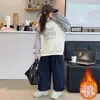 Sudadera para niña, colección otoño/invierno 2026, nuevo y elegante top infantil otoño/invierno, ropa infantil talla grande, camiseta de manga larga con forro polar para niña