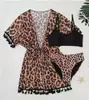 2027 nuevo traje de baño bikini infantil de comercio exterior transfronterizo, conjunto de playa de talla mediana y grande, traje de baño para niñas con estampado de leopardo para aguas termales