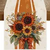 Nuevo camino de mesa de otoño con estampado de hoja de arce y calabaza, adecuado para mesas de comedor, mesas de centro de sala de estar, mesas de cocina y decoración de aparadores de entrada.