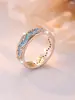 Anillo Amazon Transfronterizo Elegante Incrustado Textura Turquesa Azul Estilo Retro de Nicho Exquisito Elegante Joyería de Mano Anillo