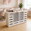 Vitrina expositora de gabinete retro de madera maciza para salón de uñas, gabinete de almacenamiento de esmalte de uñas, gabinete de almacenamiento de gel para uñas, vitrina expositora de pie para salón de uñas
