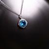 Imitação direta da fábrica tesouro azul do cristal vermelho Topázio colar de diamante completo simulação de luxo diamante roxo rosa cristal redondo pingente mulheres