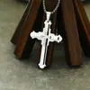 Colar Cruz Masculino de Moda Europeu e Americano Popular Transfronteiriço Personalizado com Diamante Tendência Versátil Pingente de Aço Titânio Atacado
