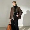 Peça externa feminina casual e versátil, nova coleção outono 2026, cardigã de tricô moderno e elegante com design de amarrar e mangas compridas