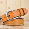 Cinturón de Cuero Genuino para Mujer con Detalles Cosidos, Estilo Coreano Versátil Hebilla de Aleación Retro, Simple Piel de Vaca Dividida con Acabado de Película de Transferencia