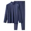 Tejido de Primavera Madre de Mediana Edad y Mayor Camisa Base Catiónica Otoño e Invierno Ropa y Pantalones de Otoño para Mujer Ropa Interior Térmica Engrosada de Cuello Alto para Personas Mayores
