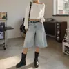 Oferta especial: Stock limitado de excedentes de exportación de marca - Pantalones cropped de mezclilla lavada y desgastada estilo americano, tiro alto, corte ajustado, pierna recta