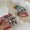 Pinza para el Cabello de Tela a Cuadros con Piedras de Azúcar y Diamantes de Imitación, Pinza para el Flequillo, Pinza BB, Pinza Lateral, Elegante Accesorio para el Cabello de la Frente para Mujeres
