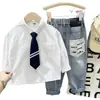 Ropa para niños para niño, camisa blanca de otoño, nuevo modelo 2026, camisa elegante de manga larga para primavera y otoño para niños mayores