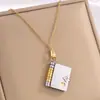 Estilo Coreano Acero Inoxidable Carta de Amor Collar Colgante Pareja Forma de Corazón Libro Literario Se Puede Grabar Diseño de Moda Fabricante Venta al por Mayor