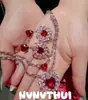 Collar de Princesa Fugitiva de Cenicienta con Gema de Corazón Rojo Set de Anillos de Corazón de Diamante Rosa de Lujo