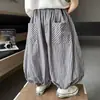 Pantalones Casuales de Verano para Niños y Niñas Bebé Estilosos Personalidad Infantil Tendencia Estilo Anti-Coreano Cuadros Repelente de Mosquitos Puños Elásticos Pantalones Harem de Linterna