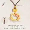 Colar Hello Kitty com Laço Dourado Areia, Cabeça de Gato Recortada, Corrente para Clavícula, Mesmo Estilo da Loja de Ouro Puzuo, para Mulheres