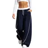 Pantalones de Chándal Negros Retro Americanos Mujer Primavera Otoño 2026 Nuevos Holgados Casuales Pantalones de Chándal Caída Pierna Ancha Transfronterizos Gruesos