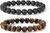 Amazon Europa y América Venta Caliente Transfronteriza Piedra Natural 8mm Pulsera para Pareja para Hombre y Mujer Juego Pulsera Ojo de Tigre Turquesa Joyería