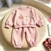 Conjunto de Primavera Otoño para Niños Lindo Dibujo Animado Sudadera con Capucha Cuello Redondo Pantalones de Chándal Moderno Casual Niños Niñas Bebé Conjunto de Dos Piezas