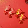 Brincos Originais Lucky Koi de Ágata Vermelha para Mulheres Prata Esterlina 925 Novo Estilo Chinês Ano do Cavalo do Zodíaco Brincos Atacado