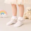 Calcetines de princesa para niña con encaje y satén de seda, calcetines para niños, calcetines cortos, estilo nuevo, calcetines para bebé versátiles con encaje, venta al por mayor