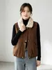 Cárdigan grueso estilo commuter con cuello de pelo para mujer, otoño e invierno 2026, versátil para capas, chaleco grueso talla grande
