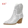 Botas de Mujer Juyuan 2026 Otoño/Invierno Nuevas de Talla Grande con Pedrería para Comercio Exterior, Botas de Cuero para Mujer Estilo Europeo y Americano WISH Amazon