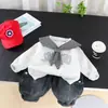 Conjunto de Dos Piezas a Rayas Elegante para Niñas, Manga Larga, para Primavera y Otoño, Moda Coreana, Atuendo de Primavera, Tendencia, Venta Directa de Fábrica