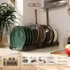 Prateleira de Armazenamento Extensível Ajustável para Cozinha Dentro do Armário Suporte para Panelas e Utensílios de Cozinha Suporte para Panelas Suporte para Pratos na Bancada Suporte para Tampas de Panelas