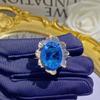 Conjunto de collar y pendientes de diamantes azules con encaje vintage de artesanía italiana, simulación de aguamarina, anillo, pulsera y colgante, venta al por mayor