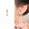 Brincos de tarracha de zircônia em forma de losango duplo estilo francês, brincos de tarracha com zircônia pequena pendurados atrás, brincos simples cravejados de diamantes, acessórios de orelha de uso duplo