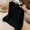 Camisa de manga comprida sob medida para mulheres, novo estilo outono, design de manga lanterna francesa, moderna, solta, modeladora e versátil