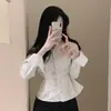 El tamaño ha sido actualizado. Chic coreano nicho cuello en V cintura de corbata versátil top camisa a rayas ropa de mujer 18013
