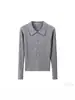 Otoño e Invierno Nuevo Estilo Cuello Polo Adelgazante Rejuvenecedor Suéter de Punto con Manga Larga Estilo Coreano Simple Favorecedor Suéter de Punto para Mujer