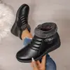 Zapatos de Algodón para Mujeres de Mediana Edad y Mayores Invierno 2026 Suela Plana Antideslizante Calentitos Engrosados Botines Cortos para Mayores Suela Suave Zapatos de Piel con Felpa
