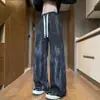 Pantalones casuales para hombre teñidos con tinte, versátiles y con caída, hechos de seda helada, de pierna recta, deportivos, corte holgado, finos, transpirables, pantalones de pierna ancha