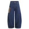 OREETA Ano da Cobra Estampa Python Costura Scimitar Jeans Masculino e Feminino Nicho Senso High-end Calças Soltas de Perna Larga
