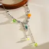 Collar de Borlas de Cristal con Hojas Adornadas con Lentejuelas Estilo Dopamina Europeo y Americano, Cadena para Clavícula Personalizada de Nicho de Alta Gama Transfronteriza para Mujeres