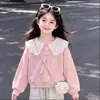 Nuevo Conjunto de Dos Piezas para Niños Mayores: Sudadera con Estampado de Muñeca Chic y Hermosa para Primavera y Otoño y Pantalones Casuales Retro para Niñas