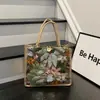 Bolso de mano grande de lino para mujer, con lentejuelas horizontales, moda transfronteriza, bolso de mano de moda bordado de gran capacidad