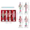 Set de soldados cascanueces de madera color macarrón decoración de chimenea decoración de árbol de Navidad adorno de escritorio mesita de noche
