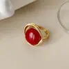 Anillo Nuevo de Nicho Estilo Coreano de Lujo Ligero, Anillo Ancho Vintage de Nicho, Anillo Abierto Ajustable Versátil Personalizado para el Dedo Índice