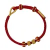 Pulsera de cuerda de mano tejida a mano DIY para hombres y mujeres parejas usables cuentas de transferencia atmósfera simple dorada negra para hombres