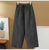 Pantalones de Pierna Ancha de Cintura Alta, No Elásticos, Gruesos, Cálidos, Ligeros, de Algodón, Estilo Casual de Invierno, Adelgazantes, a la Moda, Versátiles para Mujer