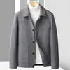 Chaqueta de Lana Espiga para Hombre Estilo Corto con Forro de Felpa Solapa Engrosada para Padres de Mediana Edad y Mayores Temporada Otoño/Invierno Abrigo de Lana
