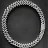 Collar de Hip Hop Transfronterizo Europeo y Americano, Pulsera Cubana, Zircón Cuadrado Dos Filas Enlace de Bambú, Cadena Cubana Collar de Hip Hop